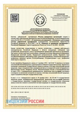 Приложение к сертификату для ИП Пенза Сертификат СТО 03.080.02033720.1-2020